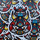 Mirrored faces of sticky Headcases